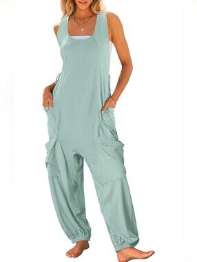 Relaxed Sage Green Utility Jumpsuit